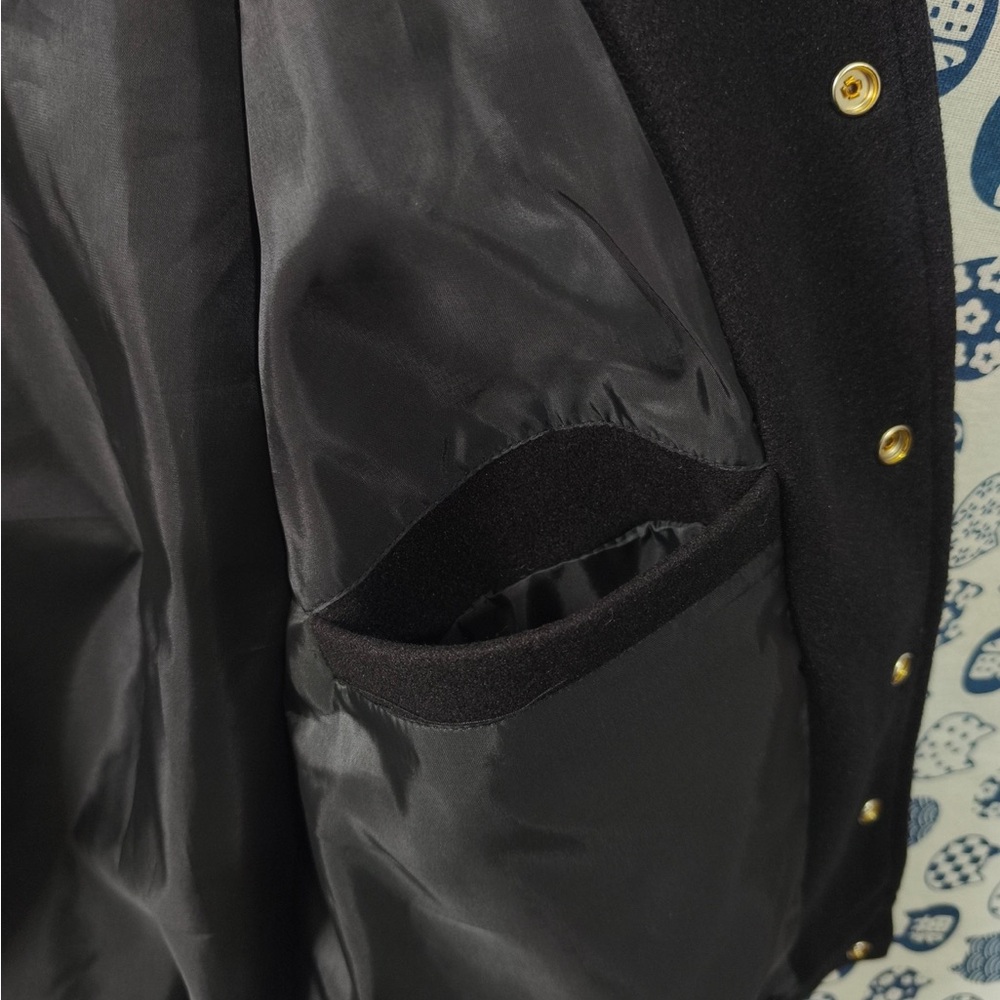 Stussy Black, White & Yellow Varsity Bomber Jacket - Picture 10 of 11